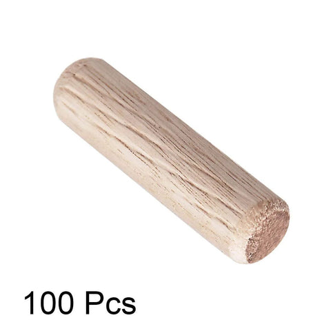 8x30mm Kiln Dried Fluted Beveled Hardwood Wooden Dowel Pins Set Of 100 For Furniture Repair And DIY Projects Like Shelves Cabinets Chairs And Models With Chamfered Ends