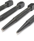 Kickass Set Of Five Square Head Center Punches Imperial Standard For Metal And Woodworking Tasks Featuring Knurled Handles and Rust Resistant Epoxy Coating.