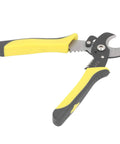 Jauarta Alloy Steel Wire Stripper Multifunctional Electrical Cutter With Safety Lock For Circuit Repair, yellow rubber grip handles.