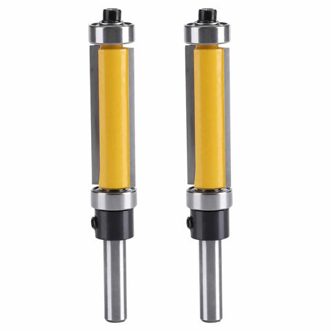 Flush Trim Router Bit Set Pro Grade One Half Inch Cutting Diameter Carbide Tipped Two pack for woodworking and CNC routers