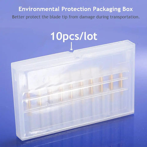 Pro Grade 1 Eighth Inch Shank 0.5mm Carbide End Mill Set in protective packaging, 10-piece lot