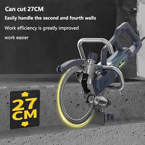 Pro Grade Brushless Electric Concrete Ring Saw With Dual Blade Kit For Crushing Through Granite Brick And Masonry With Beast Mode Performance On Job Sites cutting through concrete with a 27CM blade.