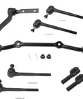 All In One 8 Piece Steering Kit For Chevrolet Front End Upgrade Inner And Outer Tie Rod Ends Idler Arm Center Drag Link LH RH Set OE Quality Replacement Includes Hardware, black steel parts