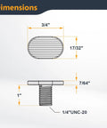 Diagram of 1/4-20 T Track Bolts 20 Pack For T Track And T-Slot Universal Track Hardware dimensions, showing size details.