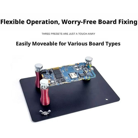 Magnetic PCB Holder Set 4 Piece For Soldering Circuit Boards with secure magnetic base holding electronic board in place