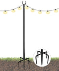 Outdoor String Light Pole 10 Foot Heavy Duty Hanging Light Stand For Garden Yard Lawn Patio Christmas Weddings And Parties Weather Resistant Ground Stake With 5 Prong Base 1 Pack