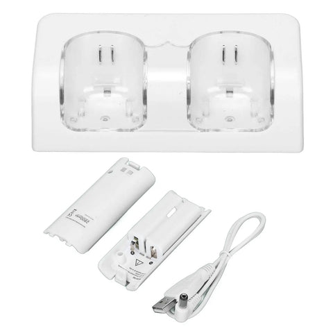Dual Controller Charging Dock With ABS Material Portable Battery Charger For Remote Controllers White Finish 5 Foot Cord