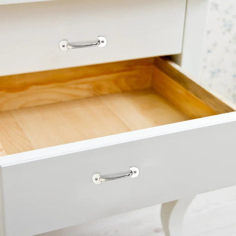 Retro Vintage Mini Cabinet Handles Pulls Silver Set Of 20 For Kitchen Dresser Wood Box Storage on white drawer