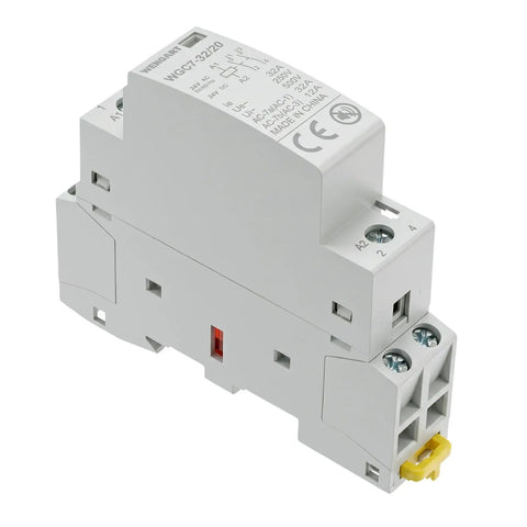 Dead Quiet 32A Ac Dc Contactor With 24V Coil And Two Normally Open Poles For Straight-Up Din Rail Mount, slim 18mm design.