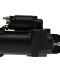 Side view of 12V Marine Starter SAEJ1171 for 1996 to 2007 Mercruiser Volvo Penta V6 V8 engines, black epoxy coated.