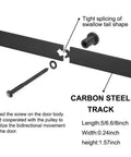 Sliding Barn Door Hardware Kit With J Shaped Hangers for 4 to 9.6 ft Double Doors black carbon steel track assembly