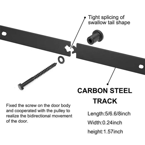 Sliding Barn Door Hardware Kit With J Shaped Hangers for 4 to 9.6 ft Double Doors black carbon steel track assembly