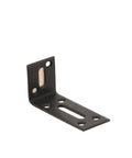 Heavy Duty L Shaped Corner Brackets Rust Proof Stainless Steel Shelf Supports Black Metal Furniture Brace Right Angle Reinforcement For Cabinets Tables Chairs Built Tough As Nails 4 Pack, side view of black metal bracket with holes.