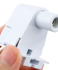No Fuss T8 Tombstone Sockets 2 Pack White Non Shunted Lampholder Connectors For Fluorescent Fixture Upgrade close-up side view in hand.