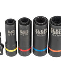 2 In 1 Impact Socket Set With One Half Inch Drive, 5 Piece Deep Twelve Point Sockets In Dual Sizes For Quick Swaps Displayed