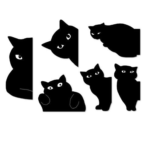 Six Pack Cute Cat Magnetic Bookmarks Clip Set for Readers and Students, assorted styles on white background