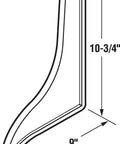 Diagram of White Plastic Bath Tub Splash Guard 9 Inch By 10.75 Inch Curved Water Redirector For Shower Enclosures, dimensions marked.