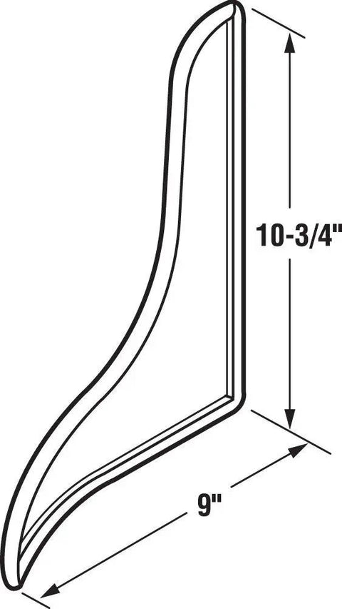 Diagram of White Plastic Bath Tub Splash Guard 9 Inch By 10.75 Inch Curved Water Redirector For Shower Enclosures, dimensions marked.