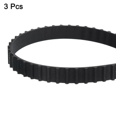 3 Pack 142XL Timing Belts With 71 Teeth, 0.37 Inch Width, 0.20 Inch Pitch, Trapezoidal Tooth Profile, Rubber Geared Cogged Belt With Fiberglass Cords For Real Deal Power Transmission. 3 pcs black timing belt
