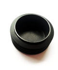 Top view of Two And Three Eighths Inch Round Plastic Tubing End Caps For Round Metal Tube 60mm OD Fits ID Two Point Two To Two Point Three Inches Eight Pack