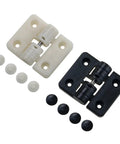 Resin positioning torque hinge set (2 hinges) in white and black with cap plugs.