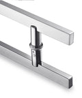 24 Inch Stainless Steel Door Handle Set With Solid Standoffs, Built To Last Heavy Duty Commercial Grade 304 Stainless, Push Pull Barn Door Pulls, Glass Pulls, Mirror Polished Chrome Finish