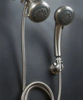 Combination Shower Head With Diverter Valve And Handheld Spray 69 Inch Deluxe Stainless Hose High Pressure Brushed Nickel Finish