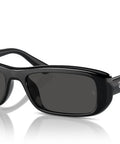 RB4436D Dope Square Sunglasses With Black Frame And Dark Grey Lenses, 55mm, shown with a sleek design on a reflective surface.