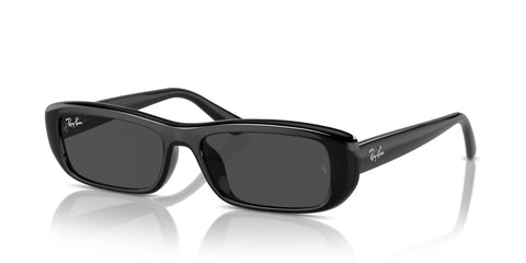 RB4436D Dope Square Sunglasses With Black Frame And Dark Grey Lenses, 55mm, shown with a sleek design on a reflective surface.