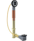 Bulletproof Cable Bath Drain With Polished Brass Finish And Modular Tub Assembly, showcasing drainage components and cable.