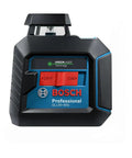 Front view of Green Beam Self Leveling 360 Degree Cross Line Laser With Batteries Included L Bracket Ceiling Clip And Hard Carrying Case For Pro Grade Horizontal And Vertical Layouts On The Job Site.