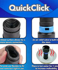 Quick Click 16 Foot Commercial Vacuum Hose With Expanded Multi Brand Power Tool Adapter Set features, ribbed secure connection, flexible ends