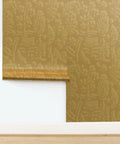 Rustic Floral Pink Gold Metallic Wallpaper With Fibrous Texture Pvc Free Wall Covering applied in a modern room setting.
