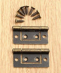 Antique Bronze Jewelry Box Hinges 38x20mm Two Pack Decorative Butt Hinges for Wood Boxes Cabinets and Doors with Screws Vintage Style