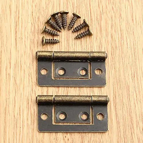 Antique Bronze Jewelry Box Hinges 38x20mm Two Pack Decorative Butt Hinges for Wood Boxes Cabinets and Doors with Screws Vintage Style