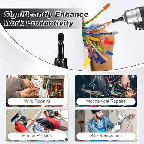 Multifunctional Wire Twister Tool Set For Drill with wire nut twisters in use for quick electrical connections and work productivity