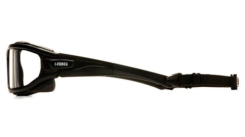 I Force Sporty Dual Pane Anti Fog Goggle With Black Frame And Clear Anti Fog Lens Dual Pane Outer Polycarbonate Shield With Inner Anti Fog Layer For Fog Free Vision Quick Release Temples And Strap Vented Foam Carriage For All Day Comfort