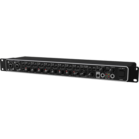 18 In 20 Out USB Audio MIDI Interface With Midas Preamps And ADAT IO front view showing inputs and controls
