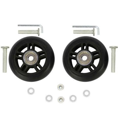 78mm Luggage Wheel Replacement With 8mm Bearings For Suitcase Inline Skates Caster Boards And Scooters, showing two wheels with hardware