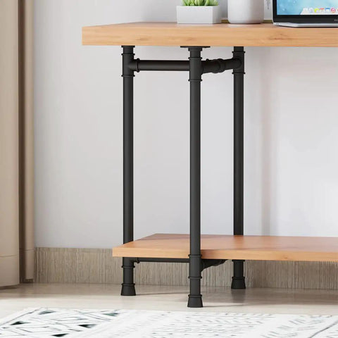 Beefy Industrial Pipe Desk Leg Set 28 Inch Heavy Duty Vintage Style Furniture Legs for Dining Tables Coffee Tables Benches Set Of 2 Durable Cast Iron Hardware supporting wooden desk