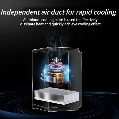 Cooling device with transparent enclosure, aluminum cooling plate, and white vented base.