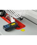 Blaze Green Beam Laser Measure Up To 165 Feet With Real Time Distance Reading on a saw table, digital display visible