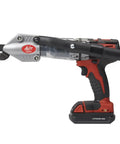 Turbo Shear Drill Attachment For 18 Gauge Automotive Metal Cutting Fits Cordless Drills showing side view with telescoping clamp