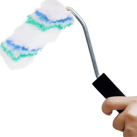 24 Pack Mini Paint Roller Covers With Hella Smooth Polyester Sleeves For Swift Touch Ups And Tight Corners Latex Applicators held in hand.
