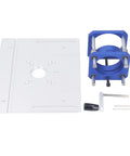 Premium Aluminum Router Table Insert Plate with lift kit, CNC machined, for woodworking projects, includes steel guide rod.