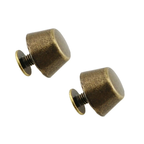 Badass 25 Piece Bronze Bucket Foot Studs With Screw Back Spike Rivets, 1/2 Inch zinc alloy hardware for leather crafting. Two detailed studs.