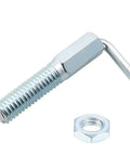 Four Pack M12 Retractable Indexing Plunger Pins Crafted From Heavy Duty Carbon Steel With Rock Solid Spring Loaded Latches And Easy Pull L Shaped Handles For Reliable Job Site Use, showing steel plunger pin and nut.