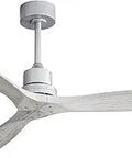 52 Inch Ceiling Fan Without Light In Silver And Grey Finish Modern Industrial Design With Quiet DC Motor Remotely Controlled Breeze
