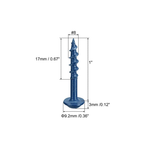 No 8 x 1 Inch Pocket Hole Screws, 250 Pack, Square Drive Self-Tapping Wood Screws With Blue Coating For Woodworking