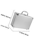 Tough As Nails Lockable Aluminum Alloy Toolbox With Shock Absorbing Foam Insert Portable Hard Storage Case For Crews On The Road Built Different To Keep Your Gear Locked Tight Daily, showing dimensions 11.40 x 8.06 x 4.13 inches.